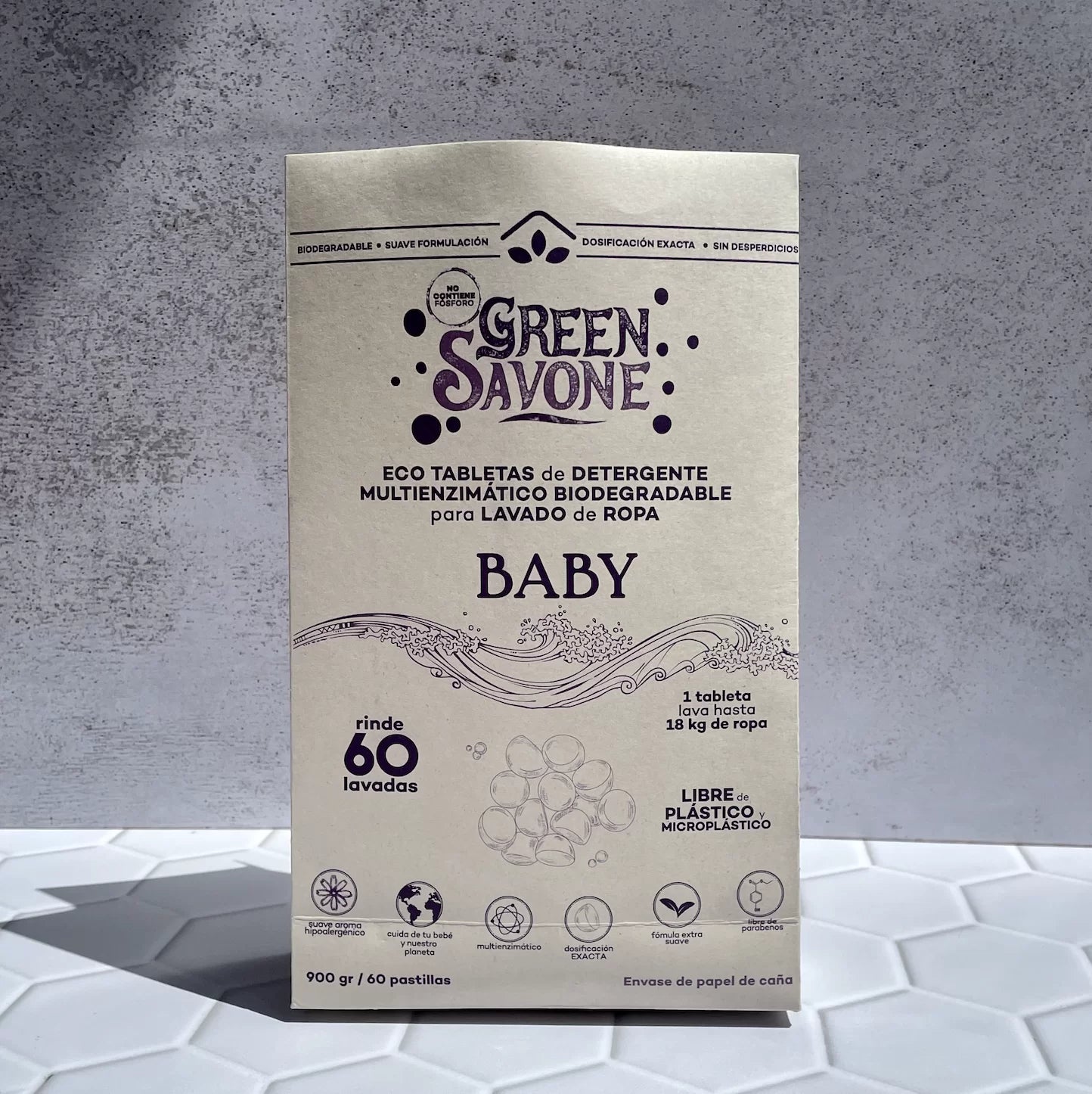 Detergente biodegradable en tabletas