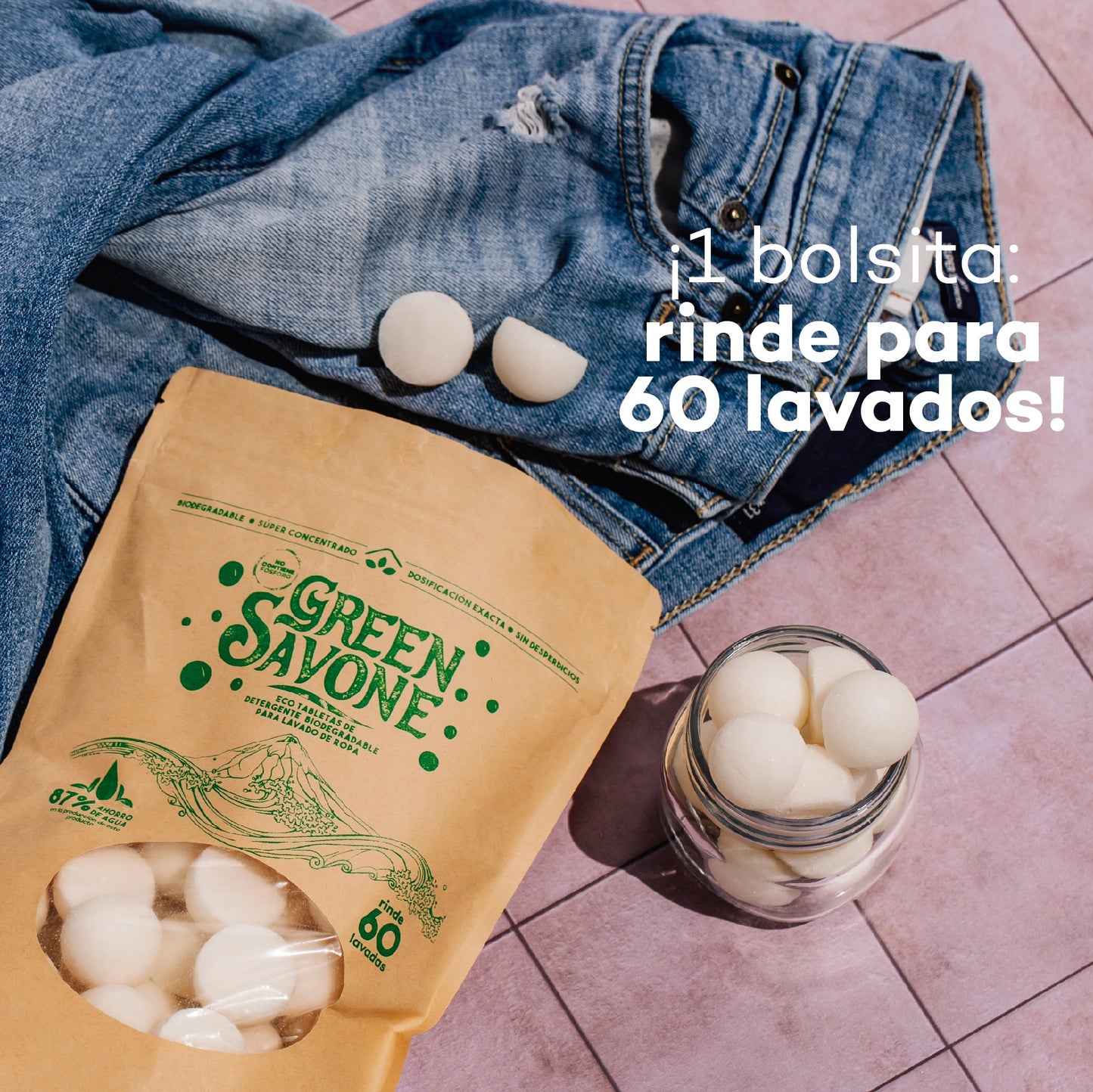 Detergente biodegradable en tabletas