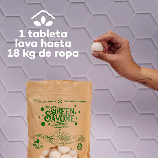 Detergente biodegradable en tabletas