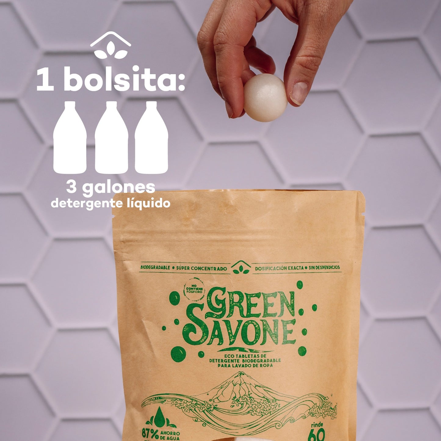 Detergente biodegradable en tabletas