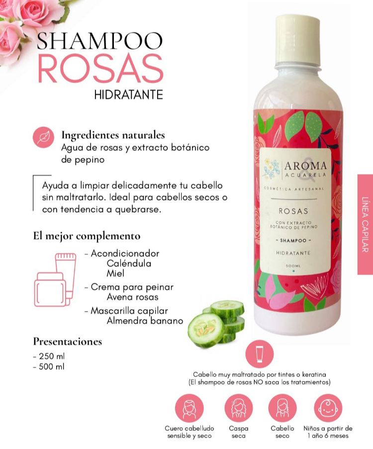 Shampoo hidratante rosas