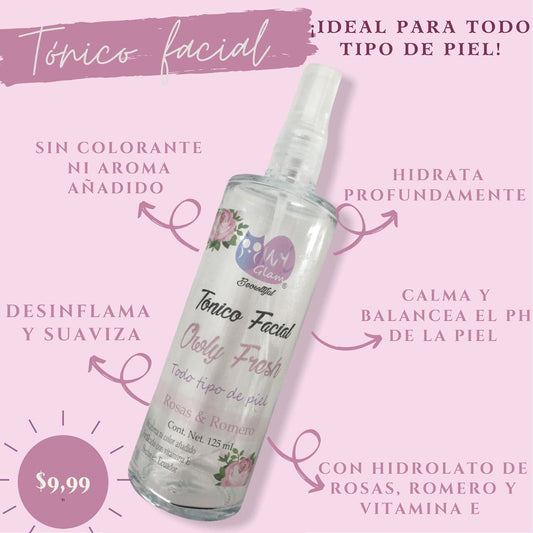 Tónico facial de rosas y romero